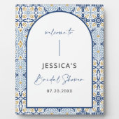 Blue Tile Summer Brautparty Sign Fotoplatte (Vorderseite)