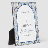 Blue Tile Summer Brautparty Sign Fotoplatte (Seite)