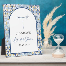 Blue Tile Summer Brautparty Sign Fotoplatte