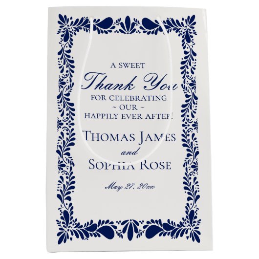 Blue Tile Talavera Spanische Fiesta Gastgeschenke  Mittlere Geschenktüte (Vorderseite)