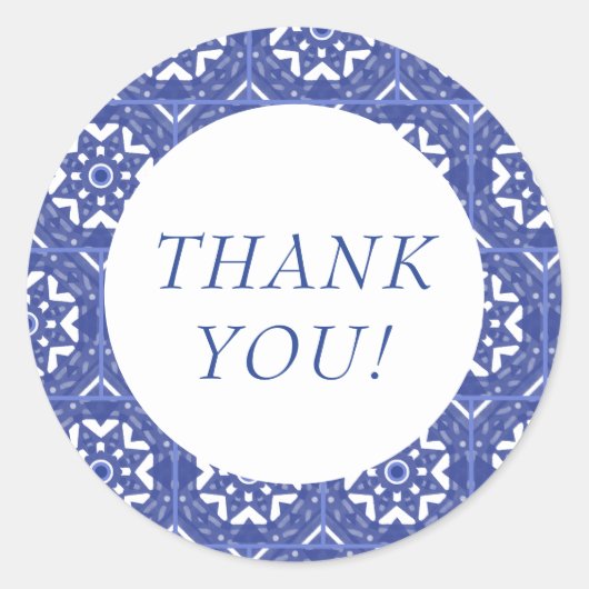 Blue Tile Thank You Sticker (Vorderseite)