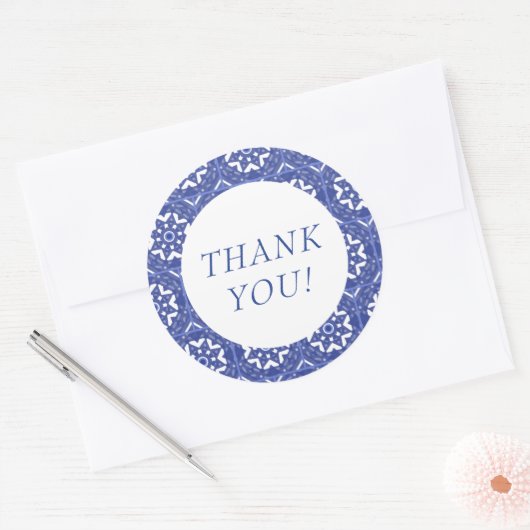 Blue Tile Thank You Sticker (Umschlag)