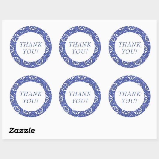 Blue Tile Thank You Sticker (Blatt)