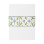 Blue Tile Watercolor French Country Lemon Pattern Einladungsbanderole (Rückseitenbeispiel)