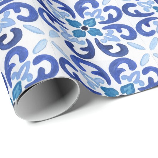 Blue Tile Wrapping Geschenkpapier (Rolleneckpunkt)