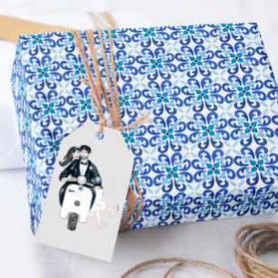 Blue Tile Wrapping Geschenkpapier