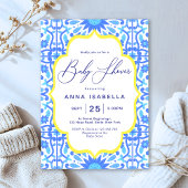 Blue Tile Yellow Frame Baby Dusche Einladung