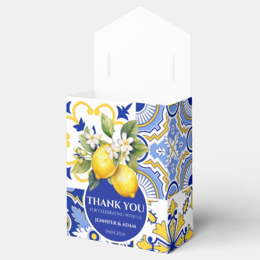 Blue Tiles Amalfi Lemon Wedding Danke Bag Geschenkschachtel (Geöffnet)