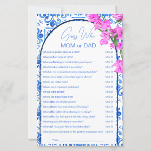 Blue Tiles Baby Shower Spiele errate wer Mom oder