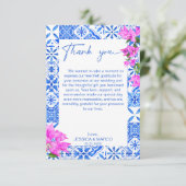 Blue Tiles Bougainvillea elegant Dankeskarte (Stehend Vorderseite)