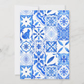 Blue Tiles Bougainvillea elegante Babydusche Einladung (Rückseite)