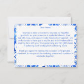 Blue Tiles Bougainvillea elegantes Brautparty Dankeskarte (Rückseite)