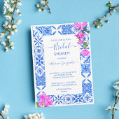 Blue Tiles Bougainvillea elegantes Brautparty Einladung