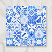 Blue Tiles Bougainvillea elegantes Brautparty Geschenkanhänger (Rückseite)