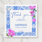 Blue Tiles Bougainvillea elegantes Brautparty Geschenkanhänger (Vorderseite)