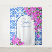 Blue Tiles Bougainvillea Elegantes Foto Wandteppich (Vorderseite)