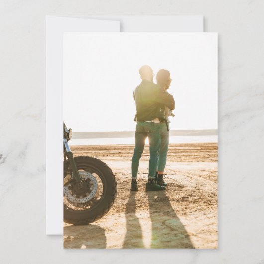 Blue Tiles Bougainvillea Foto Save the Date Einladung (Rückseite)