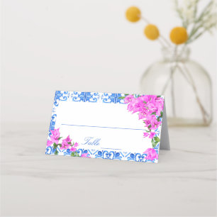 Blue Tiles Bougainvillea mediterranes Thema Platzkarte