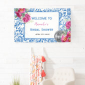 Blue Tiles Dancing Queen Disco Brautparty Banner (Insitu)