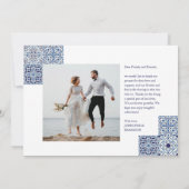 Blue Tiles elegante Wedding Danke Foto (Rückseite)