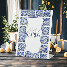 Blue Tiles Gifts Cards Mediterranes Brautparty Sockelschild