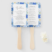 Blue Tiles Hochzeitsprogramm für das Mittelmeer Fächer (Vorne und Hinten)