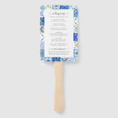 Blue Tiles Hochzeitsprogramm für das Mittelmeer Fächer (Rückseite)