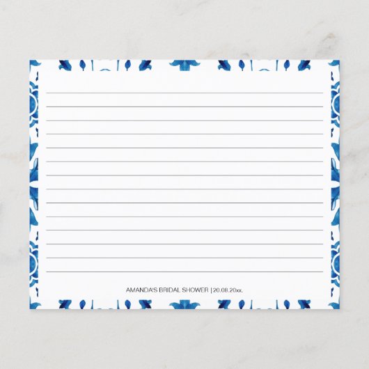 Blue Tiles Italy Recipe Cards (Rückseite)