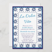 Blue Tiles La Dolce Vita Brautparty Einladung (Vorderseite)