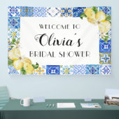 Blue Tiles Lemon Brautparty Begrüßungsbanner Banner (Messe)