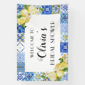 Blue Tiles Lemon Brautparty Begrüßungsbanner Banner (Vertikal)