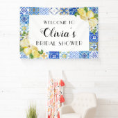 Blue Tiles Lemon Brautparty Begrüßungsbanner Banner (InSitu)