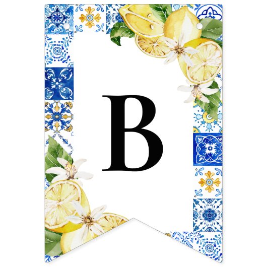 Blue Tiles Lemon Brautparty Bunting Flags Wimpelkette (Zweite Fahne)