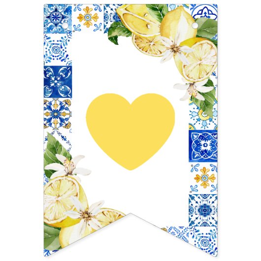 Blue Tiles Lemon Brautparty Bunting Flags Wimpelkette (Erste Fahne)