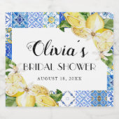 Blue Tiles Lemon Brautparty Weinflaschen Etikett (Einzelnes Label)