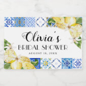 Blue Tiles Lemon Brautparty Weinflaschen Etikett (Einzelnes Label)