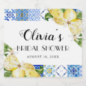 Blue Tiles Lemon Brautparty Weinflaschen Etikett (Einzelnes Label)