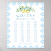 Blue Tiles Lemon Italian Wedding Seating Chart Poster (Vorne)
