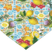 Blue tiles lemon Mediterranean Kurzer Tischläufer (Ecke)