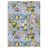 Blue tiles lemon Mediterranean Tischdecke (Vorderseite)
