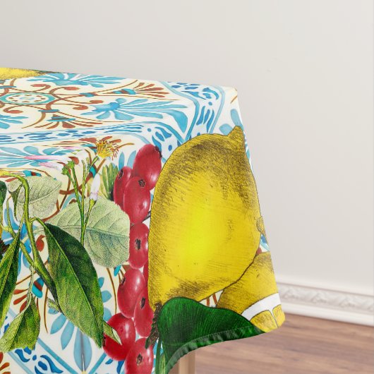 Blue tiles lemon Mediterranean Tischdecke (Beispiel)