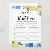 Blue Tiles Lemon Name, dass Tune Brautparty Game Einladung (Vorne/Hinten)