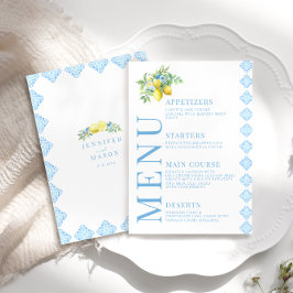 Blue Tiles Lemon Wedding Cards Begleitkarte
