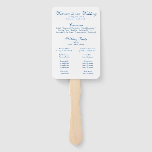 Blue Tiles & Lemon Wedding Programm Fächer (Rückseite)