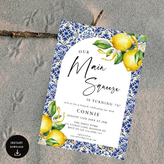 Blue Tiles Lemons 70. Einladung