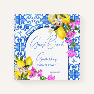 Blue Tiles Lemons Bougainvillea Gästebuch Notizblock