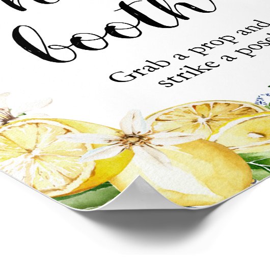 Blue Tiles Lemons Foto Booth Brautparty Sign Poster (Ecke)