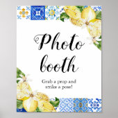 Blue Tiles Lemons Foto Booth Brautparty Sign Poster (Vorne)