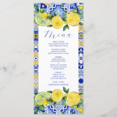 Blue tiles Lemons Wedding Menükarte (Vorderseite)