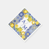 Blue tiles Lemons Wedding Serviette (Ecke)
